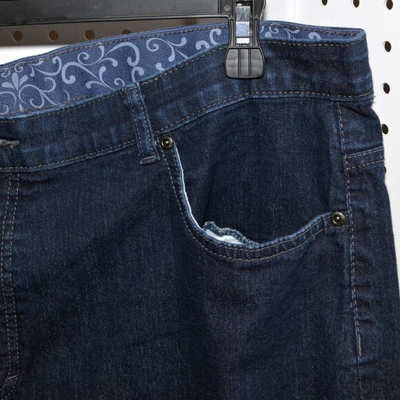 Plus Size 24W Faded Glory Super Dark Wash Denim Relaxed Fit Capri Jeans - Picture 5 of 10